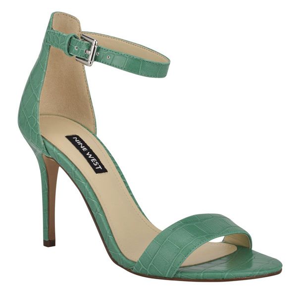 Nine West Mana Ankle Strap Green Heeled Sandals | Ireland 32S79-7F92